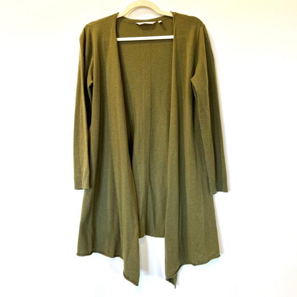 Soft surroundings 100% cashmere long cardigan sweater olive green petite small - Picture 1 of 10